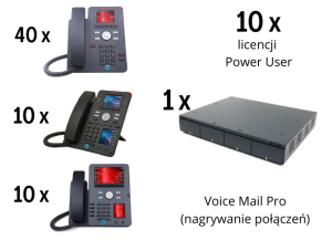 PAKIET IV: Avaya IP Office 500 dla 100 osób (telefony biurkowe + telefony typu softphone)